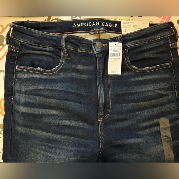 American Eagle Jeans 12 Short AE High Rise NWT Dark Wash Denim Stretchy - Picture 4 of 8